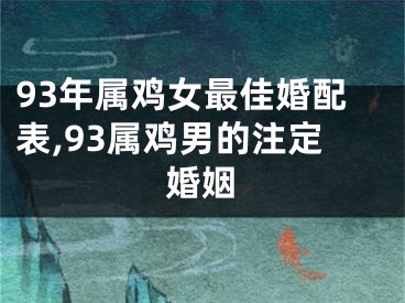 93年属鸡女最佳婚配表,93属鸡男的注定婚姻