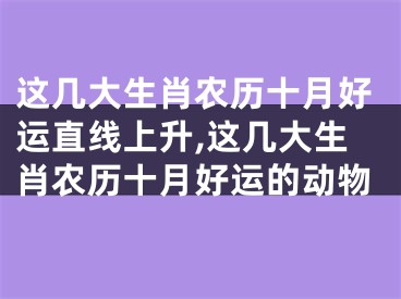 这几大生肖农历十月好运直线上升,这几大生肖农历十月好运的动物