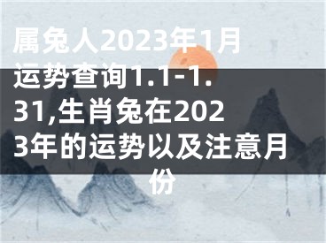 属兔人2023年1月运势查询1.1-1.31,生肖兔在2023年的运势以及注意月份