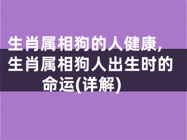 生肖属相狗的人健康,生肖属相狗人出生时的命运(详解)