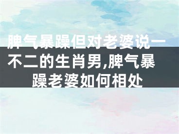 脾气暴躁但对老婆说一不二的生肖男,脾气暴躁老婆如何相处