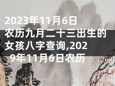 2023年11月6日农历九月二十三出生的女孩八字查询,2029年11月6日农历