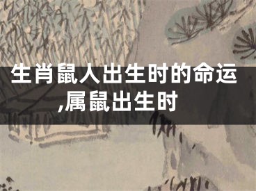 生肖鼠人出生时的命运,属鼠出生时