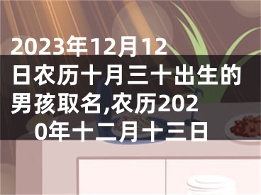 2023年12月12日农历十月三十出生的男孩取名,农历2020年十二月十三日