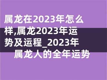 属龙在2023年怎么样,属龙2023年运势及运程_2023年属龙人的全年运势