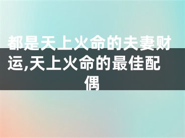 都是天上火命的夫妻财运,天上火命的最佳配偶