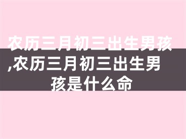 农历三月初三出生男孩,农历三月初三出生男孩是什么命