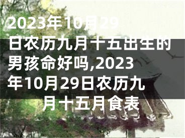 2023年10月29日农历九月十五出生的男孩命好吗,2023年10月29日农历九月十五月食表