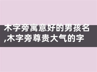 木字旁寓意好的男孩名,木字旁尊贵大气的字