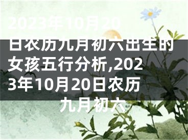 2023年10月20日农历九月初六出生的女孩五行分析,2023年10月20日农历九月初六