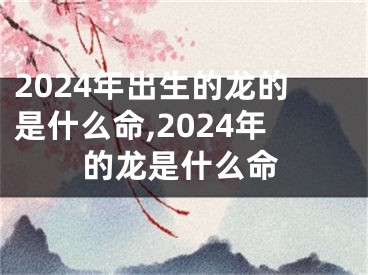 2024年出生的龙的是什么命,2024年的龙是什么命