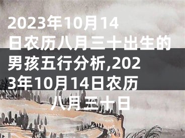 2023年10月14日农历八月三十出生的男孩五行分析,2023年10月14日农历八月三十日