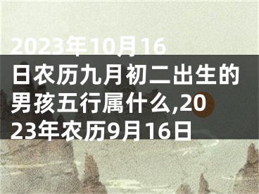 2023年10月16日农历九月初二出生的男孩五行属什么,2023年农历9月16日