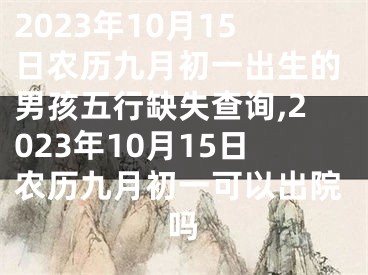 2023年10月15日农历九月初一出生的男孩五行缺失查询,2023年10月15日农历九月初一可以出院吗