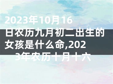 2023年10月16日农历九月初二出生的女孩是什么命,2023年农历十月十六