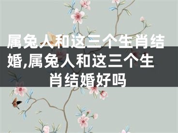 属兔人和这三个生肖结婚,属兔人和这三个生肖结婚好吗