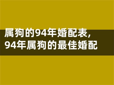 属狗的94年婚配表,94年属狗的最佳婚配