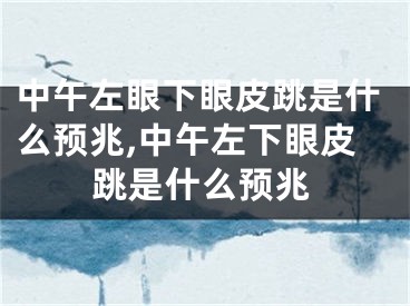 中午左眼下眼皮跳是什么预兆,中午左下眼皮跳是什么预兆