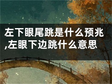 左下眼尾跳是什么预兆,左眼下边跳什么意思