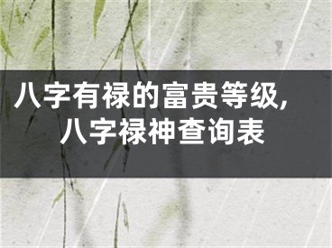 八字有禄的富贵等级,八字禄神查询表