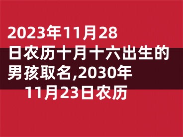 2023年11月28日农历十月十六出生的男孩取名,2030年11月23日农历