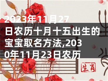 2023年11月27日农历十月十五出生的宝宝取名方法,2030年11月23日农历