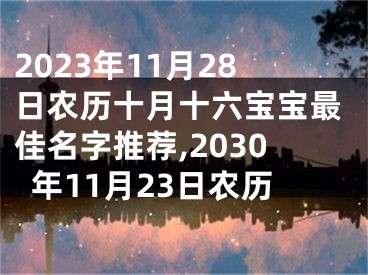 2023年11月28日农历十月十六宝宝最佳名字推荐,2030年11月23日农历