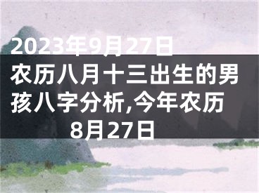 2023年9月27日农历八月十三出生的男孩八字分析,今年农历8月27日