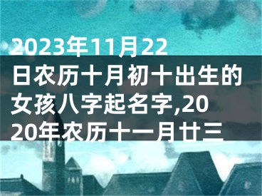 2023年11月22日农历十月初十出生的女孩八字起名字,2020年农历十一月廿三