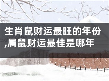 生肖鼠财运最旺的年份,属鼠财运最佳是哪年