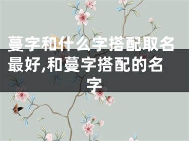 蔓字和什么字搭配取名最好,和蔓字搭配的名字