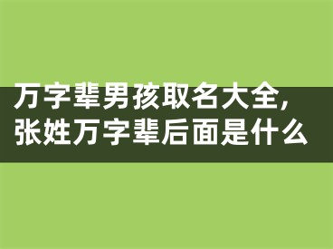 万字辈男孩取名大全,张姓万字辈后面是什么