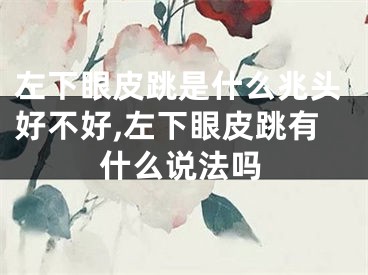 左下眼皮跳是什么兆头好不好,左下眼皮跳有什么说法吗