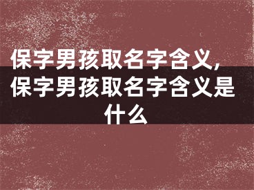 保字男孩取名字含义,保字男孩取名字含义是什么