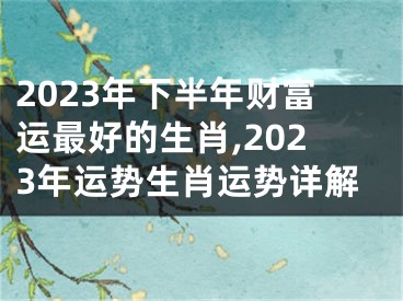 2023年下半年财富运最好的生肖,2023年运势生肖运势详解