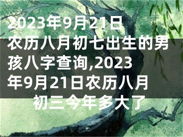 2023年9月21日农历八月初七出生的男孩八字查询,2023年9月21日农历八月初三今年多大了