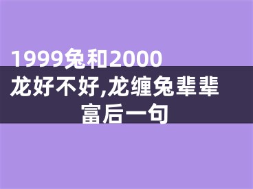 1999兔和2000龙好不好,龙缠兔辈辈富后一句