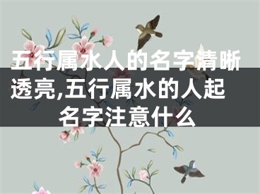 五行属水人的名字清晰透亮,五行属水的人起名字注意什么