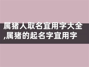 属猪人取名宜用字大全,属猪的起名字宜用字