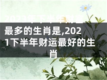 2023年下半年财富最多的生肖是,2021下半年财运最好的生肖