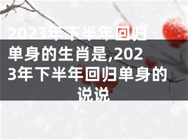 2023年下半年回归单身的生肖是,2023年下半年回归单身的说说