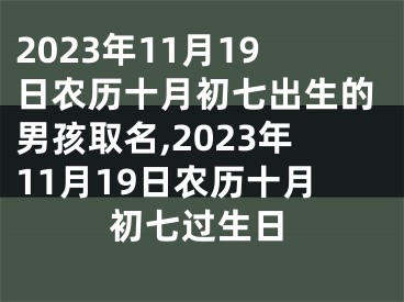 2023年11月19日农历十月初七出生的男孩取名,2023年11月19日农历十月初七过生日