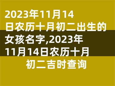 2023年11月14日农历十月初二出生的女孩名字,2023年11月14日农历十月初二吉时查询