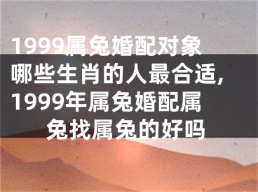 1999属兔婚配对象哪些生肖的人最合适,1999年属兔婚配属兔找属兔的好吗