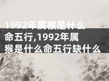 1992年属猴是什么命五行,1992年属猴是什么命五行缺什么