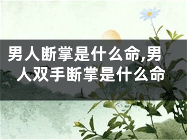 男人断掌是什么命,男人双手断掌是什么命