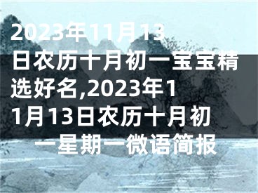 2023年11月13日农历十月初一宝宝精选好名,2023年11月13日农历十月初一星期一微语简报