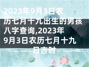 2023年9月3日农历七月十九出生的男孩八字查询,2023年9月3日农历七月十九日吉时