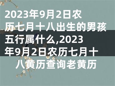 2023年9月2日农历七月十八出生的男孩五行属什么,2023年9月2日农历七月十八黄历查询老黄历