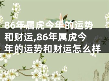 86年属虎今年的运势和财运,86年属虎今年的运势和财运怎么样